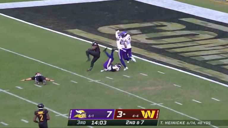 Watch: Curtis Samuel scores in triple coverage as Cam Bynum, ref collide